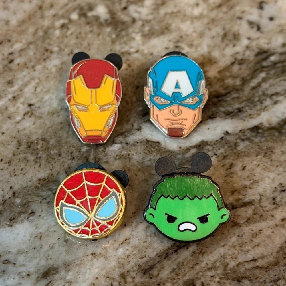 Disney Marvel Avengers Pin Lot Iron Man Captain America Spider-Man Hulk 4 Pins